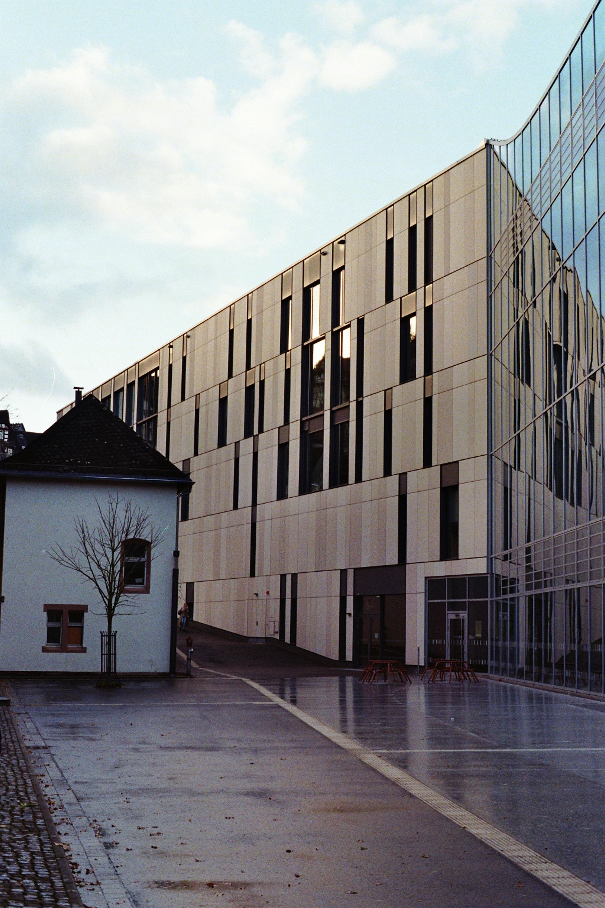 A stunning architectural structure submurged in rain